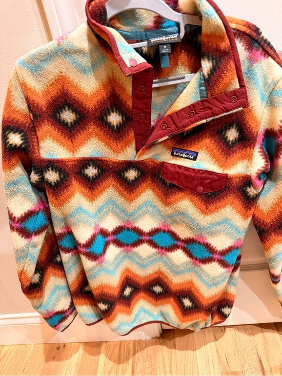 Patagonia Jackets & Blazers - Patagonia Synchilla Fleece Jacket - Teal, Rust & Cream Pattern